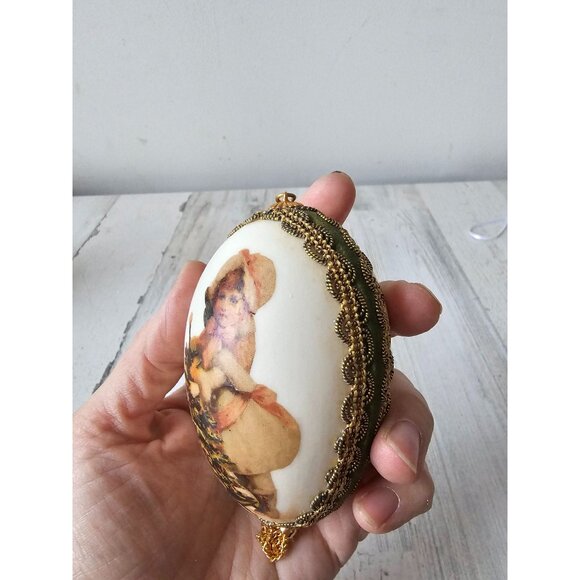 Vintage Victorian goose egg ornament tree Xmas Gold - Picture 9 of 9